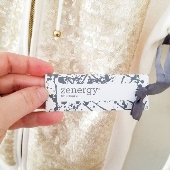 Chico's hooded full zip sweatshirt sequence - Picture 4 of 9